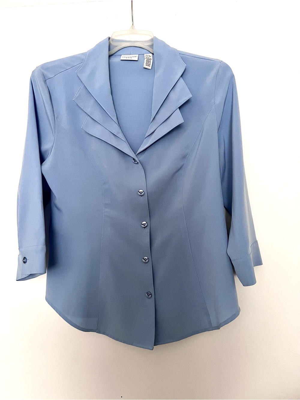 Covington Blue Button-Front Top, L, Attractive Color